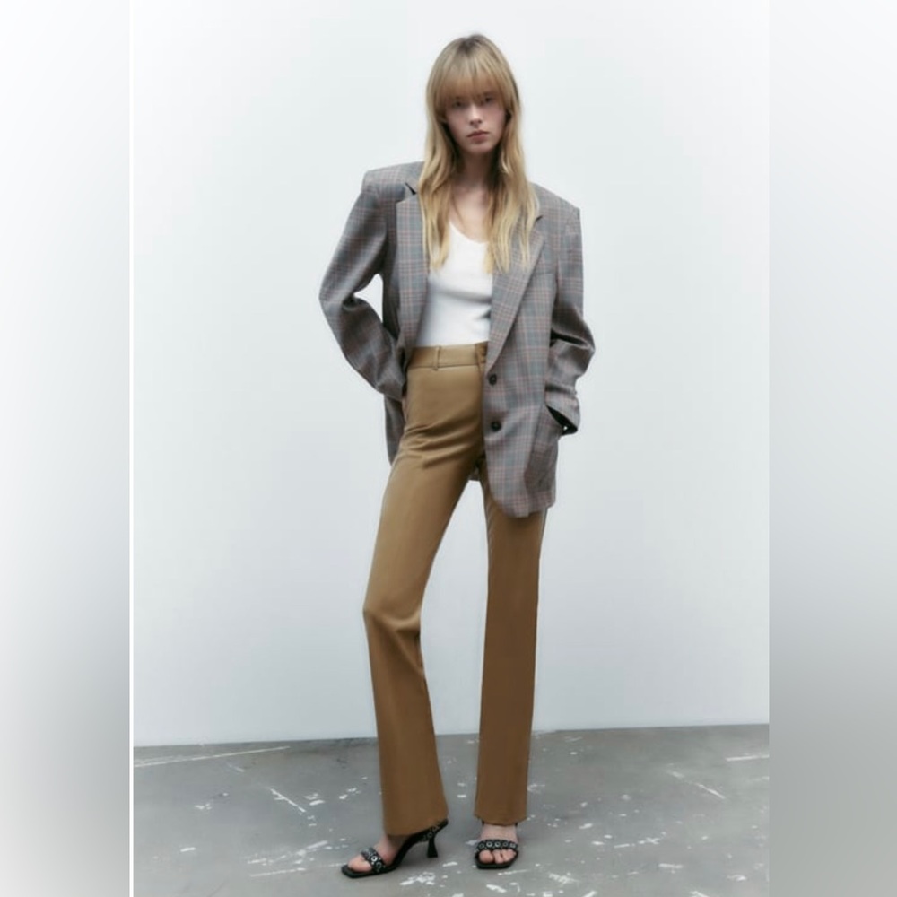 NWOT faux leather light brown pants